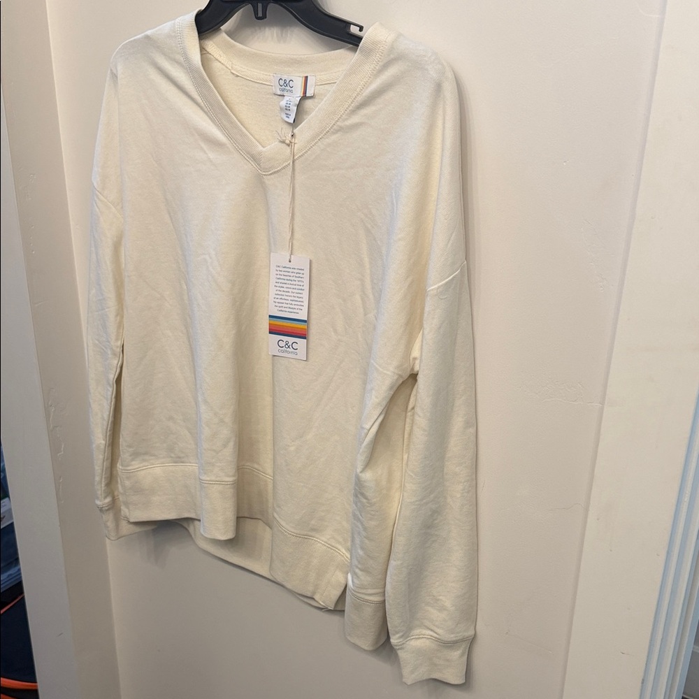 C&C California Women’s V-Neck Sweater in Cream